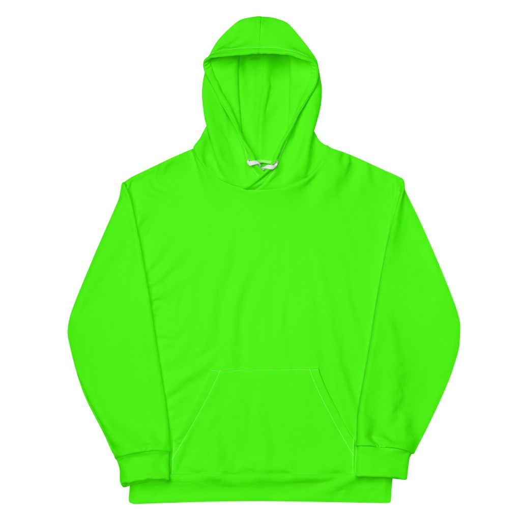 Product example — neon green hoodie £53
